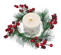 Toyvian Artificial Resin Pomegranate Wreath with Simulated Berry Garland, Red Decorative Round Door Hanging for Wedding and Home Front Door Décor, All-Season Floral Accent