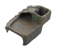 Toyvian Artificial Rock Turtle Basking Platform with Climbing Ramp Fish Tank Accessory Terrarium Habitat Reptile Hide Cave for Geckos Tortoises and Amphibians