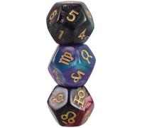 Toyvian Astrological Tarot Dice 3Pcs 12-Sided Planet Number Dice for Divination and Party Board Games