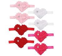 Toyvian Baby Headband Set 8pcs Heart Flower Headbands Soft Chiffon Hairband for Newborn Infant Girls for Photo Shoots and Celebrations
