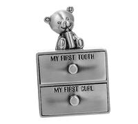 Toyvian Baby Tooth Save Box Tooth Preservation Organizer Zinc Alloy Bear Keepsake Drawer Box, 2 Drawers, for Boys Infants Christening Memory
