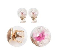 Toyvian Ball Glass Earrings Double-sided Broken Drill Dried Flower Studs for Women Elegant Ear Ornament Jewelry Gift for Special Occasions