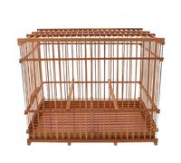 Toyvian Bamboo Bird Cage Rectangular Vintage Hanging Hook for Small Parrots Lovebirds Garden Outdoor Use