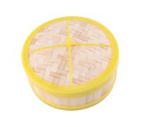 Toyvian Bamboo Steamer Basket with Lid Single Tier Steam Basket for Dim Sum Dumplings Buns Vegetables Rice Cooking Safe Natural Material Practical Kitchen Tool
