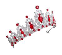 Toyvian Baroque Crown Hair Accessory for Brides Silver Red Crystal Prom Tiara Crown Wedding Headpiece Suitable for Princess, Queen Costume, and Special Occasion Hair Accessories