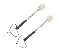 Toyvian Bass Drum Mallets 2Pcs Metal Drumsticks with Wool Felt Head Stainless Steel Handle for Marching Band Drummers