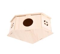 Toyvian Beige Wooden Hamster House for Cage with Wear and Break Resistance and Smooth Texture, for Sleep and Rest of Chinchilla and Rat Small Pets