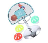 Toyvian Bird Basketball Toy and Metal Basketball Hoop Set 4pcs for Parrots, Educational Pet Training Toy Random Color Accessories, Medium Metal Board Size, Suitable for Parakeets and Small Birds