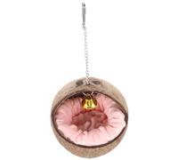 Toyvian Bird Nest Flannel Coconut Shell Hanging Bird Bed with Removable Cushion Bell and Hanging Chain, for Swallows and Songbirds, Home Decor and Photo Prop