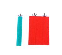 Toyvian Bird Perch Stand Balance Beam and Claw Sharpening Stick Natural Wood Foot Exercise Cage Accessories 2-Piece Set Random Colours for Small Birds Parakeet