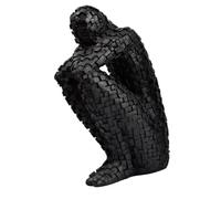 Toyvian Black Resin Mosaic Human Figurine Sculpture Handmade Crafts Home Decoration Desktop Ornament
