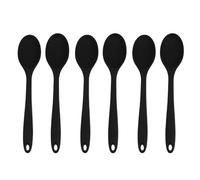 Toyvian Black Silicone Kitchen Spoons Set 6Pcs Heat Resistant Non-Stick Cooking Utensils for Mixing, Stirring, and Salad Serving with Easy Clean Handle