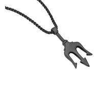 Toyvian Black Trident Pendant Necklace in Stainless Steel for Adults | Statement Accessory, Thick Chain Style, Versatile Styling, Night out Graduation, Gift Shoppers