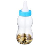 Toyvian Blue Transparent Bottle Piggy Bank Medium Money Box for Coin Savings Desktop Ornament Birthday Gift