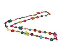 Toyvian Boho Long Coconut Shell Necklace for Women, Colorful Butterfly Pendant Layered Wooden Beaded Choker, Ethnic Handmade Jewelry Accessory for Vacation and Daily Wear
