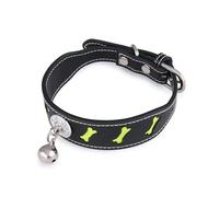 Toyvian Bone Shape Pet Collar with Bell Adjustable Reflective Pu Cat Dog Collar Black Creative Necklace for Cats and Dogs