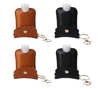 Toyvian Bottle Refillable 8pcs Cover 4 Sets with Handwashing Portable Keychain Ring Design Pu Leather Protective Bottles Holder Travel Toiletries for Outdoor Use