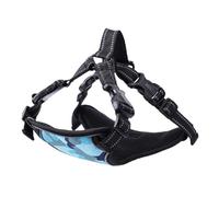 Toyvian Breathable Mesh Dog Harness Vest with Reflective Oxford Cloth Tape Comfortable Sponge Padding Dual Leash Attachment Points Camouflage Blue S for Small to Medium Dogs