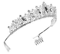 Toyvian Bridal Rhinestone Crown Hair Comb Tiara with Anti-slip Silver White Crystals Wedding Headpiece for Bride Birthday Party Hair Accessories