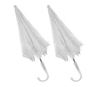 Toyvian Bridal Umbrellas Lace Parasol Umbrellas White 2pcs Lace for Wedding Photography Decorative Dual-use with Steel Frame, Elegant Romantic Photo Props and Outdoor Ceremony