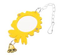 Toyvian Bright Flower Shaped Bird Mirror with Bell for Parrots Bird Hanging Reflective for Cage Durable Surface for Mental Stimulation and Interactive Play