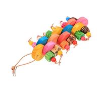 Toyvian Bright Wooden Parrot with Built Hook Chew and Climb Bird Cage Pendant for Cockatiels and Pet Birds Hanging Chewing for Foraging and Enrichment