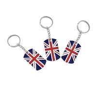 Toyvian British Flag Keychain Set Souvenir Bag Charm 3pcs Zinc Alloy Union Jack Keyrings with Sturdy Design and Effortless Portability or Backpack Decor for Family and Friends