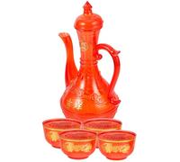 Toyvian Buddhist Offering Cup with Crystal Kettle and Dragon Phoenix Teacups Compact Ritual Water Sacrifice Cups for Worship Meditation Home Decor Yoga Sacred Supplies