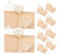 Toyvian Candy Gift with Handles Boxes Ribbon and Triangular Wooden 10pcs Lightweight Paper Chic Decorative Goodie Packaging for Parties Shops for Wedding Gifts and Sweet