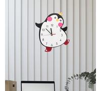 Toyvian Cartoon Penguin Wall Clock Silent Non-ticking Rustic Decorative Hanging Clock for Bedroom Living Home Office School Decor