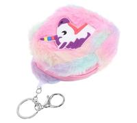 Toyvian Cartoon Unicorn Coin Pouch with Keychain, Plush Zipper Purse | Lightweight Polyester Plush and Metal Finish, Protective Effect, for Girls and Women, Small Everyday Carry