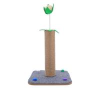 Toyvian Cat Scratching Post 16" Medium Sisal Rope Tower with Fluffy Topper Indoor Entertainment Scratcher for Kittens and Adult Cats