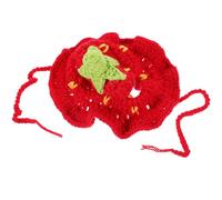 Toyvian Cat Strawberry Hat Crochet Birthday Pet Costume with Adjustable Drawstring for Christmas Party and Puppy Cosplay Accessories Red