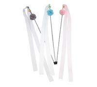 Toyvian Cat Teaser Toy Cat Interactive Wooden Rod with Fairy Mesh Orb Ribbon 3pcs Grey PET Teasing Stick Mesh Workout Stick Ribbon Teaser Pompom