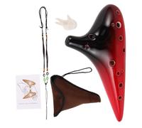 Toyvian Ceramic Alto C Ocarina 12 Hole Music Instrument with Display Stand and Protective Bag for Performances and Indoor Use, Suitable for Beginners and Professionals