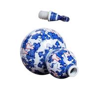 Toyvian Ceramic Blue and White Porcelain Wine Bottle Holder Smooth Rim Liquor Storage Container for Home Brandy Whiskey Vodka Rum Dispenser
