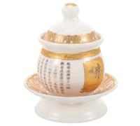 Toyvian Ceramic Buddha Worship Water Cup for Temple Offering Ritual