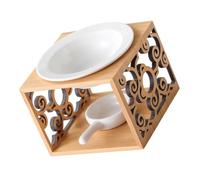 Toyvian Ceramic Essential Oil Burner with Bamboo Base, Easy to Use and Sturdy Aromatherapy Diffuser for Bedroom and Hotel, Home Decor Desktop Incense Burner in Brown