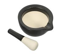 Toyvian Ceramic Grinding Bowl and Pestle Small Matte Black Mortar for Spices Pills and Food Powdering Kitchen Grinder for Pharmacy and Culinary Use