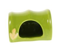 Toyvian Ceramic Hamster Hideout Small Animal Hut with Bamboo Design Easy to Clean Cool Bed Cave for Mice and Small Pets Flexible Cage Integration Nature Inspired Decorative Pet House