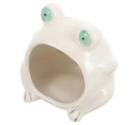 Toyvian Ceramic Hamster Nest Frog Shape Small Pet Hideout Cooling Habitat for Improved Sleep Private Space Small Animals
