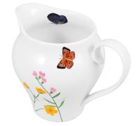 Toyvian Ceramic Milk Pitcher Multi-use Milk Creamer Jug for Coffee Latte Sauce Dispenser Smooth White Jug for Tea and Kitchen Use