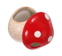 Toyvian Ceramic Mushroom House Aquarium Decor Red Fish Hideout Cave Ornament for Betta Goldfish Shrimp Reptiles Multipurpose Shelter with Multiple Openings for Exploration and Stress