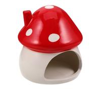 Toyvian Ceramic Mushroom Pet Bed for Gerbils and Mice Red Cooling Comfort Hideout Small Animal Cage Decor Christmas Festive Sanctuary for Summer