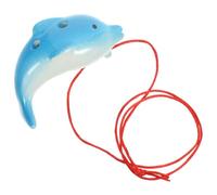 Toyvian Ceramic Ocarina Musical Instrument Portable Wind Instrument for Beginners with 6 Holes and C Key Cute Dolphin Design, Smooth Surface and Decorative Finish for Boys