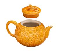 Toyvian Ceramic Tea Kettle Orange Porcelain Small Teapot for Home Desktop Loose Leaf Tea Brewing