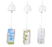 Toyvian Ceramic Wind Chime Set with Delicate Patterns 3pcs Lightweight Japanese Style Convenient to Use for Balcony and Indoor Use Garden Hanging Decorations