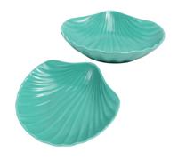 Toyvian Ceramics Fruit Salad Bowl Green Shell-Shaped Kitchen Serving Dish for Dessert Snacks Salads Home Use Food-Grade Material Elegant Design