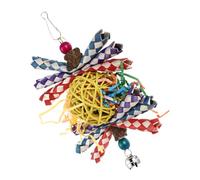 Toyvian Chewable Parrot Foraging Hanging Bird Cage Accessory with Bell Pendant Parakeet Chewing for Shredding Climbing and Preening Suitable for African Grey and Parrots Random Color