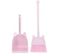 Toyvian Children's Dustpan and Broom Small Broom Set Lightweight Plastic Cleaning Tools Safe for Boys and Girls Pink for Parent-Child Housekeeping Work
